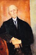 Amedeo Modigliani, Seated man with orange background